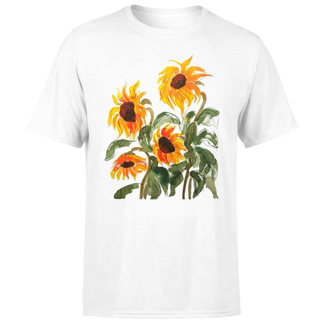 Threadless x IWOOT Sunflower Watercolor Men's T-Shirt - White - S on Productcaster.