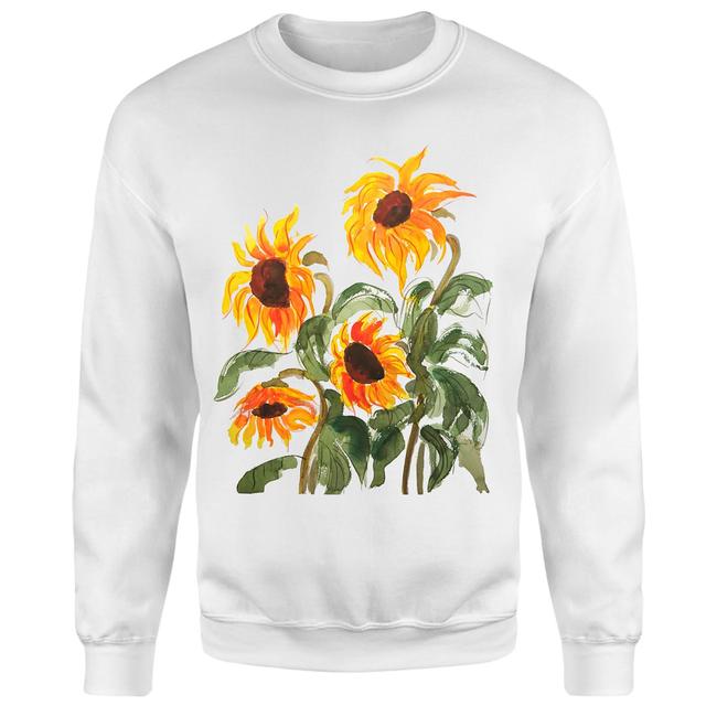 Threadless x IWOOT Sunflower Watercolor Sweatshirt - White - L on Productcaster.