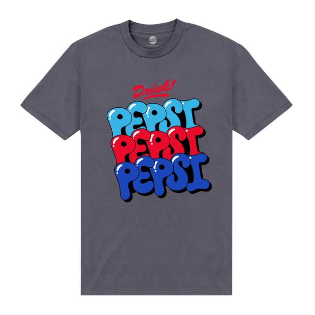 Pepsi Co. Bubble Text Men's T-Shirt - Charcoal - L on Productcaster.