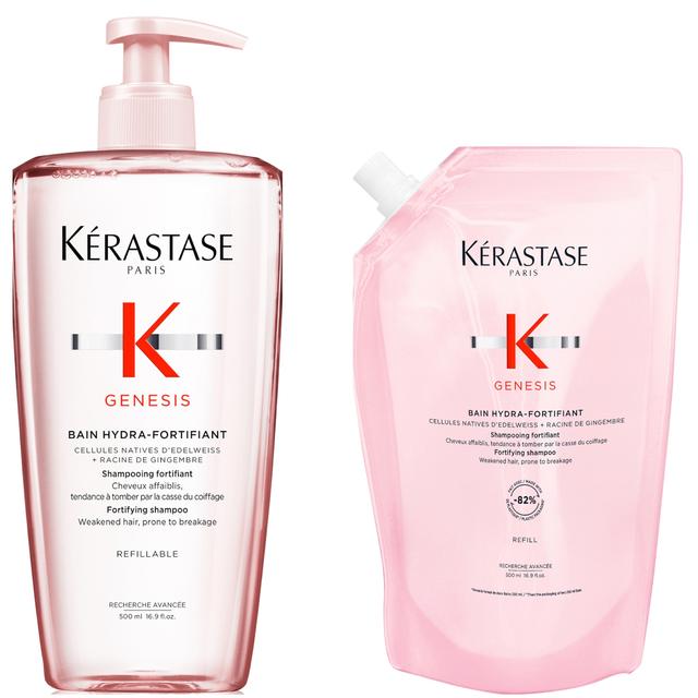 Kérastase Genesis Hydra-Fortifiant Refillable Shampoo And Refill Pouch Duo 500ml For Hair Fall Due To Breakage on Productcaster.