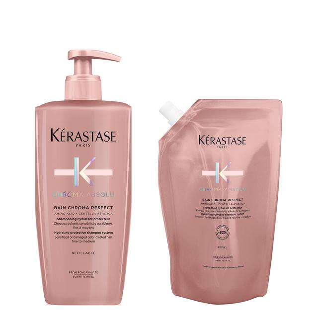 Kérastase Chroma Absolu Bain Chroma Respect Refillable Shampoo And Refill Pouch 500ml For Colour-Treated Hair on Productcaster.