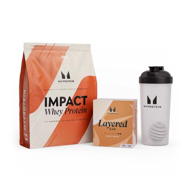 Coffret Impact Whey Protein + barre protéinée à 6 couches - Choc Peanut Pretzel - Salted Caramel on Productcaster.