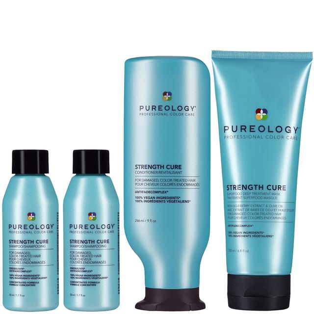 Pureology Strength Cure 2x Mini Shampoo 50ml, Conditioner 266ml & Superfood Deep Treatment Mask 200ml Bundle (Worth £72.88) on Productcaster.