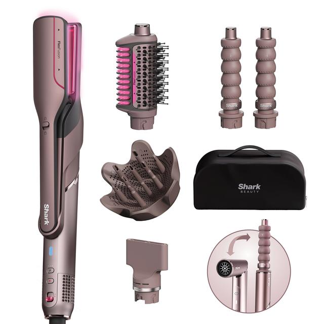 Shark Beauty FlexFusion Straight 5-in-1 Air and Ceramic Styling, Drying & Straightening System with Storage Case - Cosmic Blush on Productcaster.