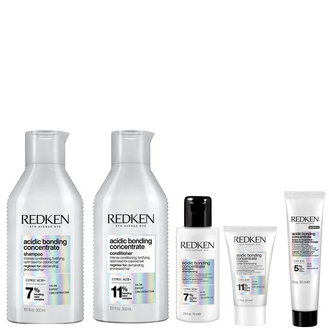 Redken Acidic Bonding Concentrate Shampoo and Conditioner 500ml with Shampoo 75ml, Conditioner 50ml and Leave-In Treatment 30ml on Productcaster.