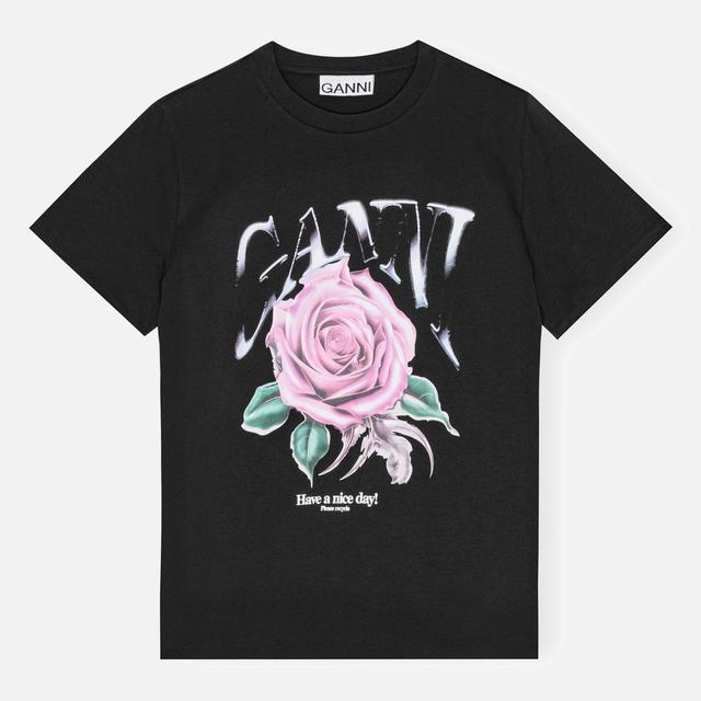 Ganni Basic Cotton-Jersey Rose Relaxed T-Shirt - XXL on Productcaster.