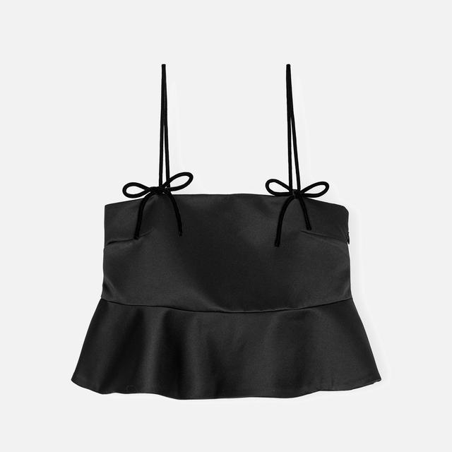 Ganni Duchesse Satin Flounce Top - 34 on Productcaster.