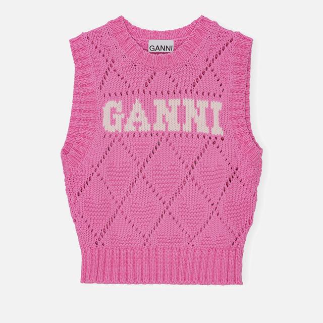 Ganni Cotton-Blend Knit Rope Short Vest - S on Productcaster.