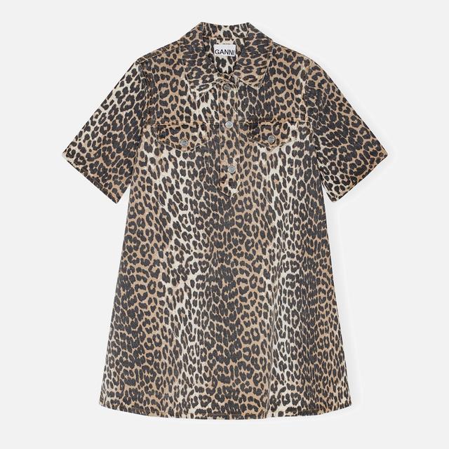 Ganni Leopard-Print Denim Mini Dress - 36 on Productcaster.