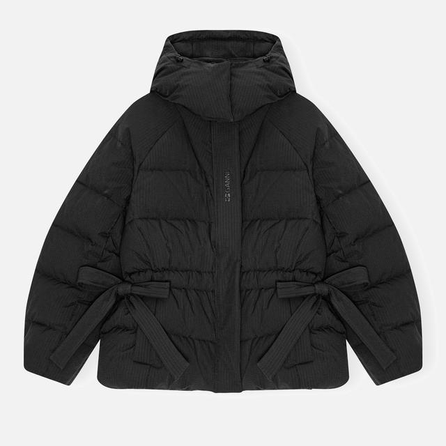 Ganni Tech Oversized Seersucker Shell Puffer Jacket - L/XL on Productcaster.