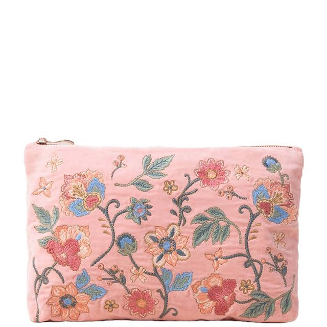 Elizabeth Scarlett Botanical Garden Pale Pink Velvet Everyday Pouch on Productcaster.