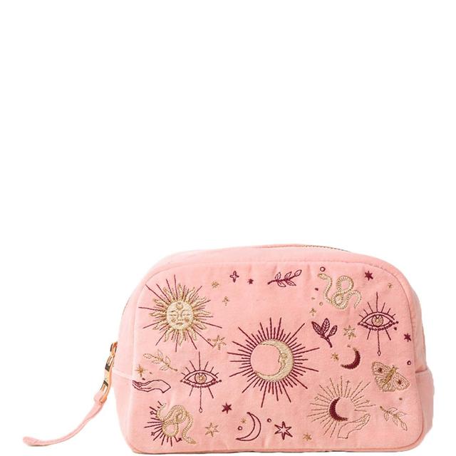 Elizabeth Scarlett Boho Mysticism Pale Pink Velvet Makeup Bag on Productcaster.