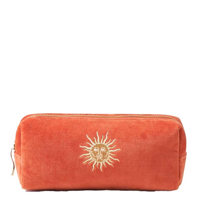 Elizabeth Scarlett Sun Goddess Rust Velvet Makeup Brush Bag on Productcaster.