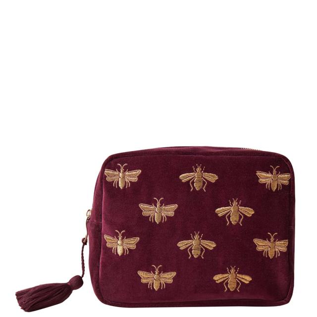 Elizabeth Scarlett Honey Bee Plum Velvet Wash Bag on Productcaster.