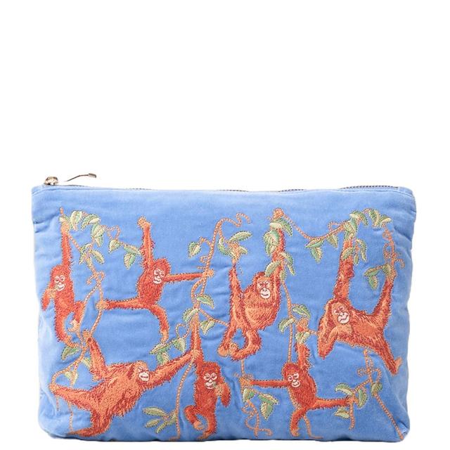 Elizabeth Scarlett Orangutans Caribbean Blue Velvet Everyday Pouch on Productcaster.