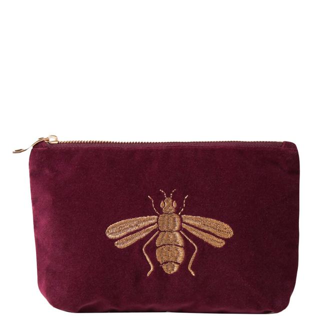 Elizabeth Scarlett Honey Bee Plum Velvet Mini Pouch on Productcaster.