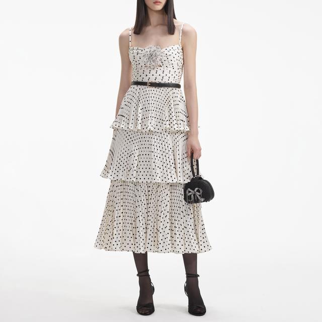 Self-Portrait Polka Dot Chiffon Midi Dress - UK 10 on Productcaster.