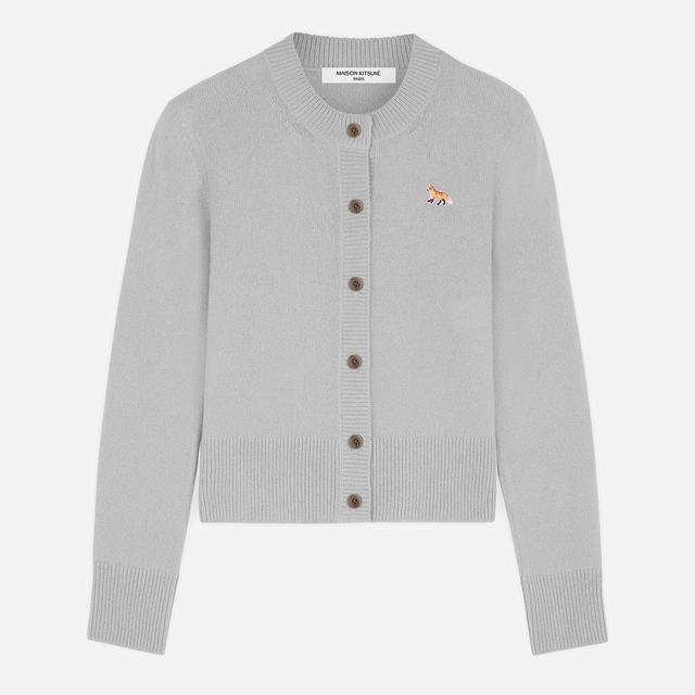 Maison Kitsuné Women's Baby Fox Patch Fitted Cardigan - Light Grey Melange - XL on Productcaster.