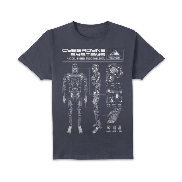 The Terminator T-800 Schematic Drk2 Unisex T-Shirt - Navy - L on Productcaster.