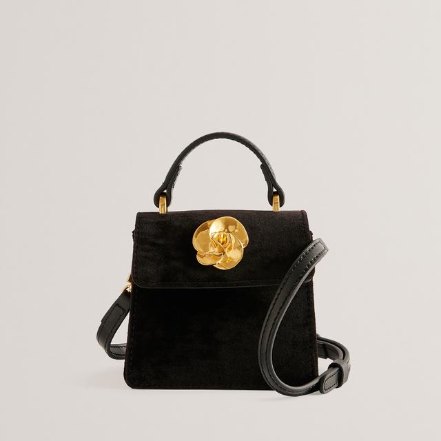 Ted Baker Women's Rosiya Velvet Rose Mini Top Handle Bag - Black on Productcaster.