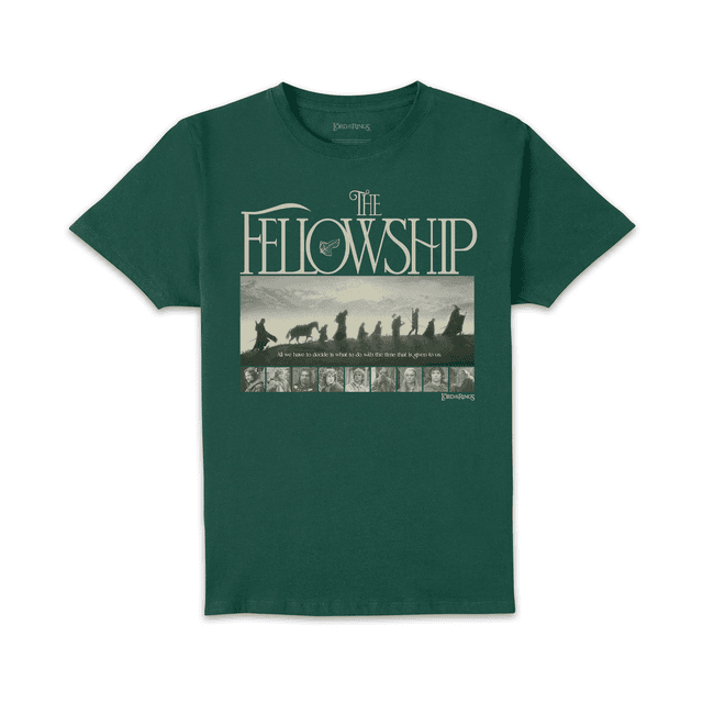 Lord Of The Rings Fellowship Cinematic Unisex T-Shirt - Green - XXL on Productcaster.