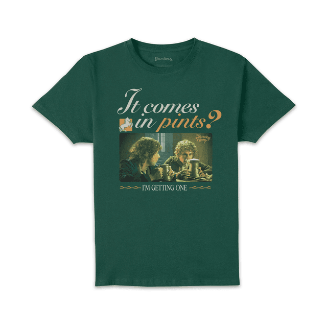 Lord Of The Rings It Comes In Pints Unisex T-Shirt - Green - S on Productcaster.