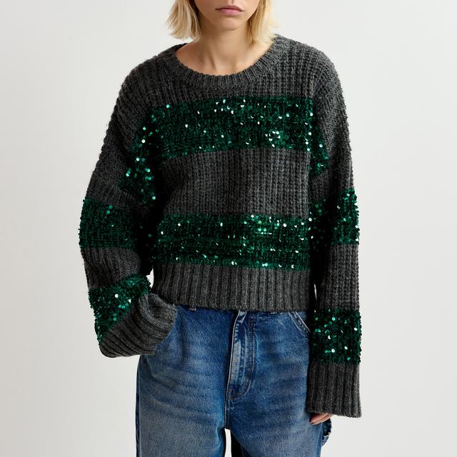 Essentiel Antwerp Woman's Group Sequin Pullover - Hurricane Grey - XL on Productcaster.