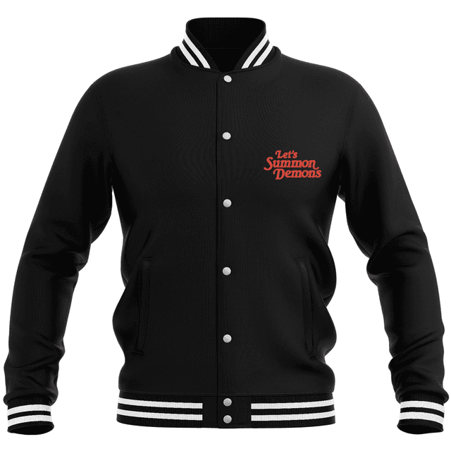 Steven Rhodes Let's Summon Demons Varsity Jacket - Black/Black - XL on Productcaster.