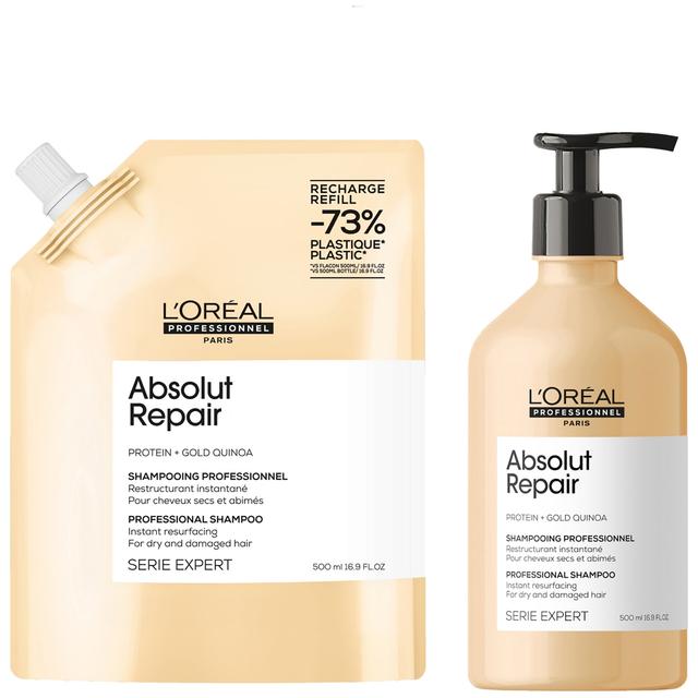 L’Oréal Professionnel Absolut Repair Shampoo 500ml and Refill Pack 500ml for dry & damaged hair on Productcaster.