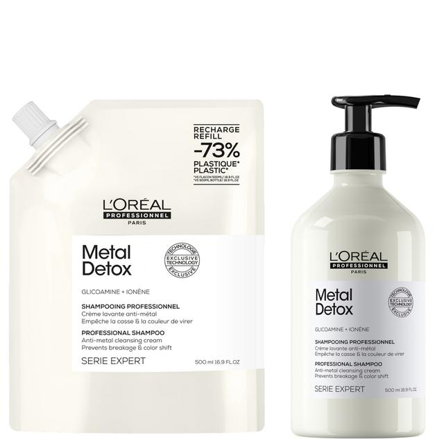 L’Oréal Professionnel Metal Detox Shampoo 500ml and Refill Pack 500ml for breakage & colour protection on Productcaster.