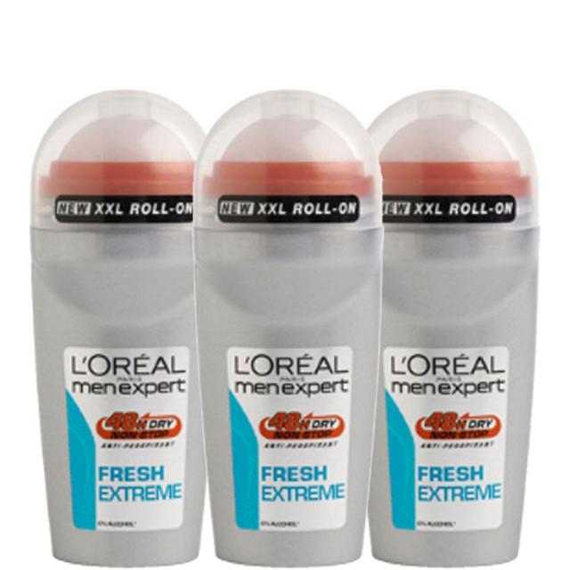 L'Oréal Paris Men Expert Fresh Extreme Deodorant Roll-On (50ml) Trio on Productcaster.