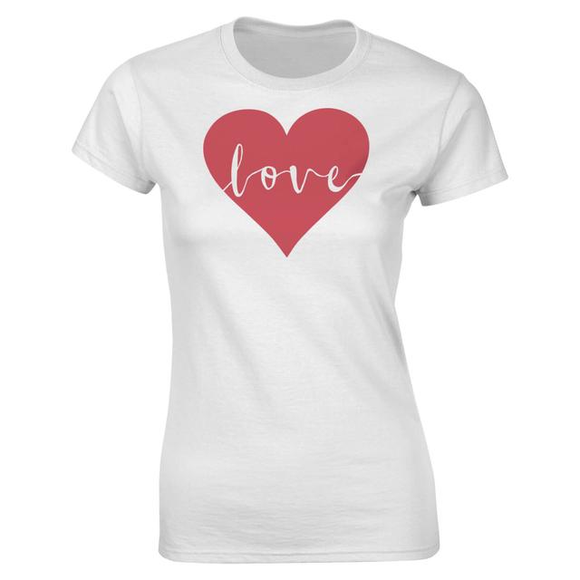 Valentines Frauen Love Heart T-Shirt - Weiß - S - Weiß on Productcaster.