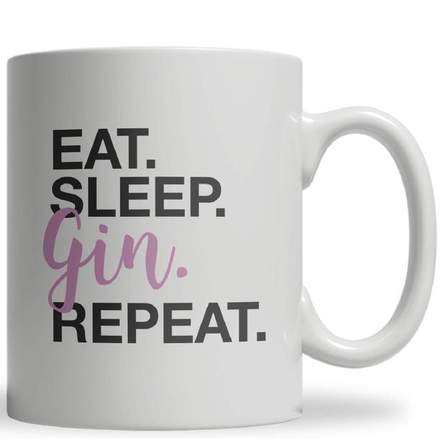 Eat Sleep Gin Repeat Ceramic Mug Weiß on Productcaster.