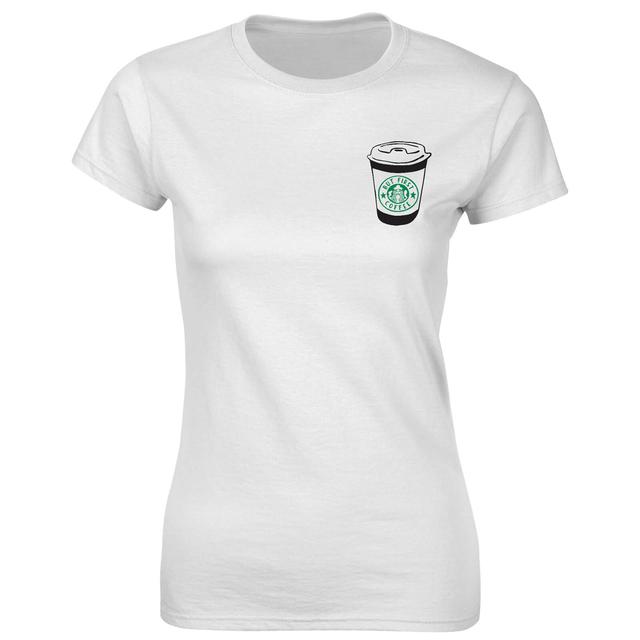 Fitness Frauen But First Coffee Badge Print T-Shirt - Weiß - L - Weiß on Productcaster.