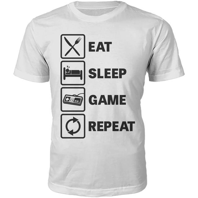 Männer Eat Sleep Game Repeat T-Shirt - Weiß - XXL - Weiß on Productcaster.