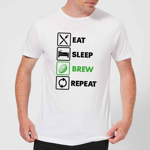 Beershield Eat Sleep Brew Repeat Men's T-Shirt - S - Weiß on Productcaster.