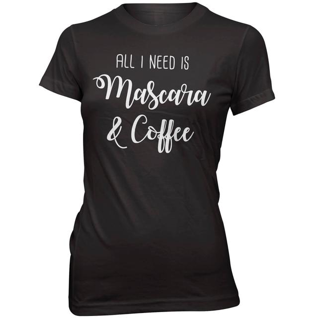 Mascara and Coffee Women's Slogan T-Shirt - L - Schwarz on Productcaster.