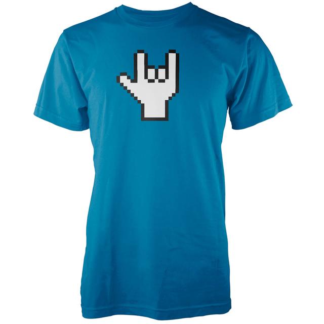 Pixel Rock Men's Blue T-Shirt - S - Blau on Productcaster.