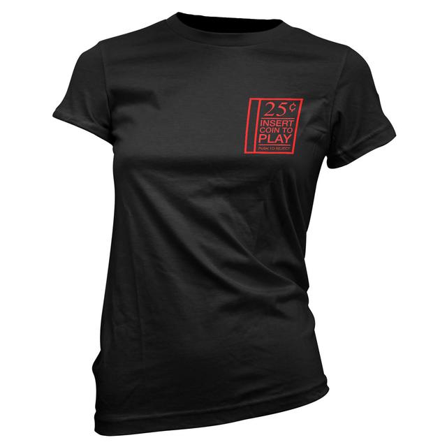 25cents Insert Coin To Play Women's Black T-Shirt - M - Schwarz on Productcaster.