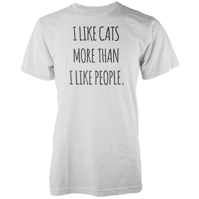 I Like Cats More Than I Like People White T-Shirt - L - Weiß on Productcaster.