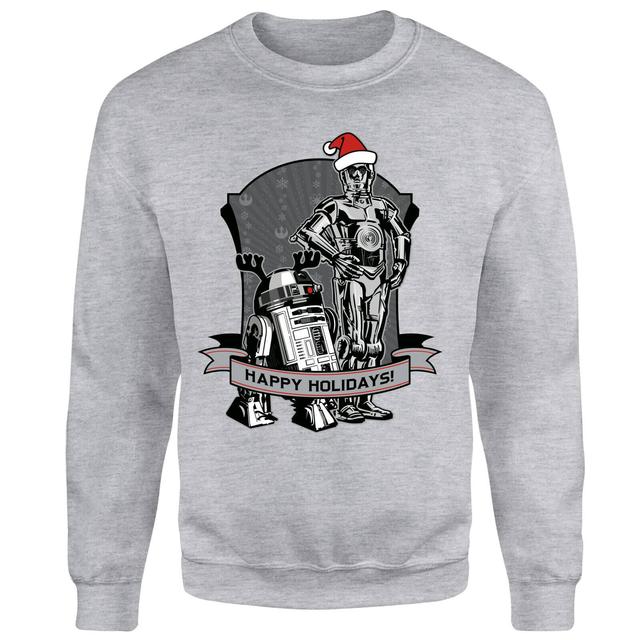 Star Wars Happy Holidays Droids Grey Maglione Natalizio - S on Productcaster.