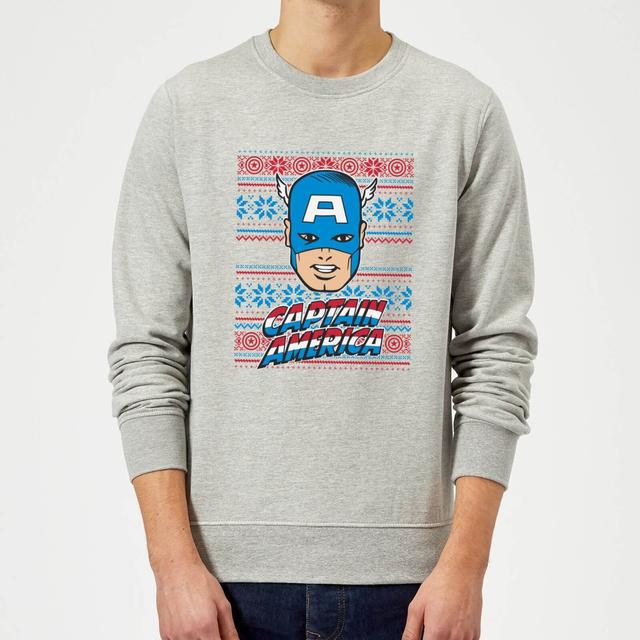 Marvel Comics Captain America Weihnachtspullover - Grau - L - Grau on Productcaster.