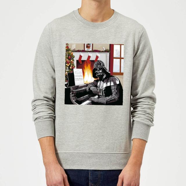 Star Wars Darth Vader Piano Player Grey Christmas Jumper - S on Productcaster.