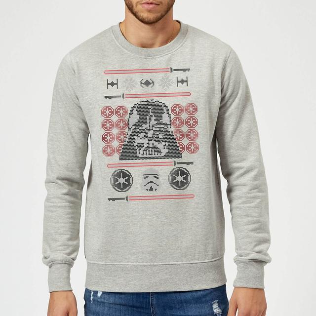 Star Wars Darth Vader Face Knit Grey Christmas Jumper - M on Productcaster.