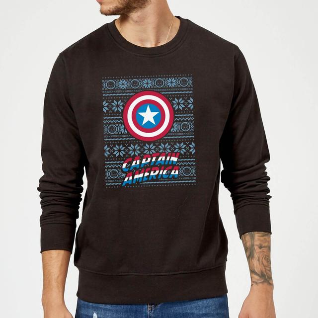 Marvel Comics Captain America Schild Weihnachtspullover - Schwarz - XL on Productcaster.