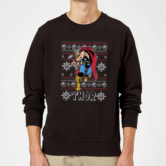 Marvel Comics The Mighty Thor Christmas Knit Black Christmas Jumper - S on Productcaster.