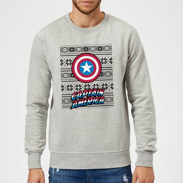 Marvel Comics Captain America Schild Weihnachtspullover - Grau - XL on Productcaster.