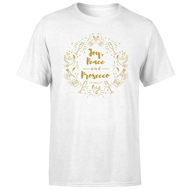 Joy, Peace And Prosecco T-Shirt - White - M - Weiß on Productcaster.