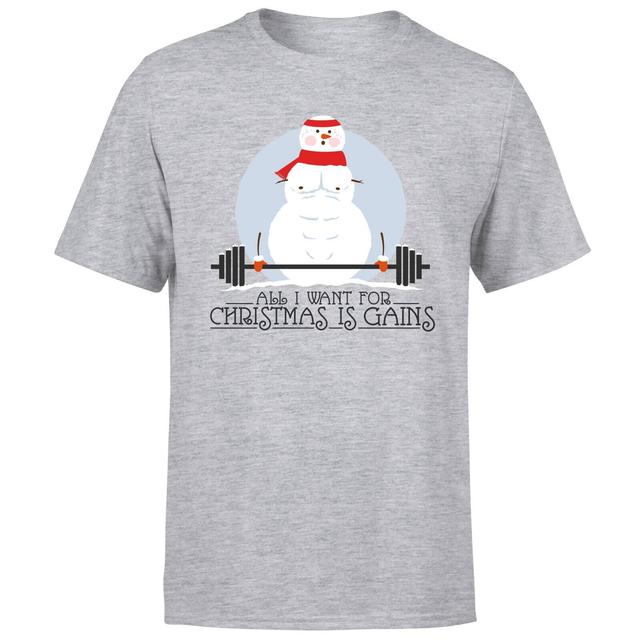 All I Want For Christmas Is Gains T-Shirt - Grey - XL on Productcaster.