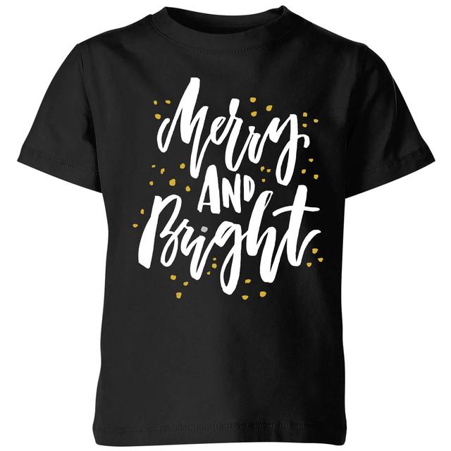 Merry and Bright Kids' T-Shirt - Black - 7-8 Years - Black on Productcaster.